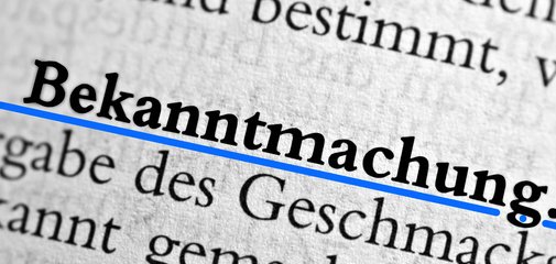 Textausschnitt des Wortes Bekanntmachung