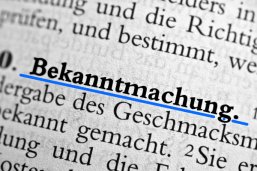 Textausschnitt des Wortes Bekanntmachung