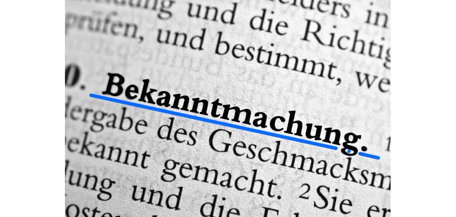Textausschnitt des Wortes Bekanntmachung