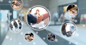 Visuelle Darstellung Geschäfts-Netzwerk