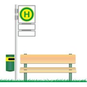 Haltestelle mit Sitzbank, Illustration