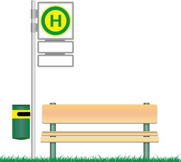 Haltestelle mit Sitzbank, Illustration