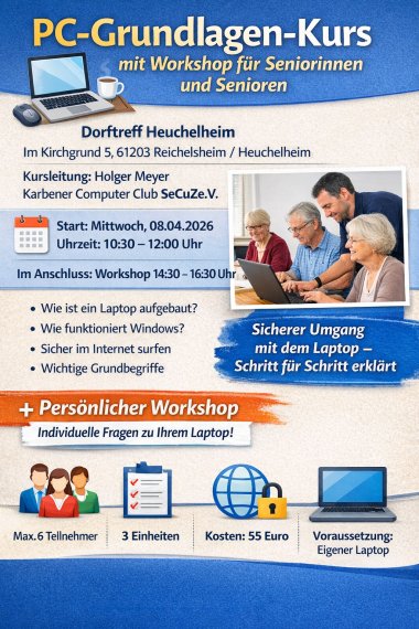 Werbung PC-Kurs für Senioren