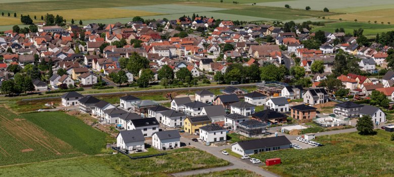 Luftbild vom Neubaugebiet Weckesheim