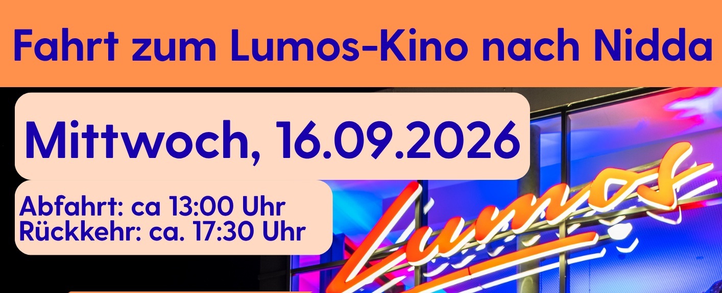 Einladung Senioren der Stadt Reichelsheim zur Fahrt in das Kino nach Nidda