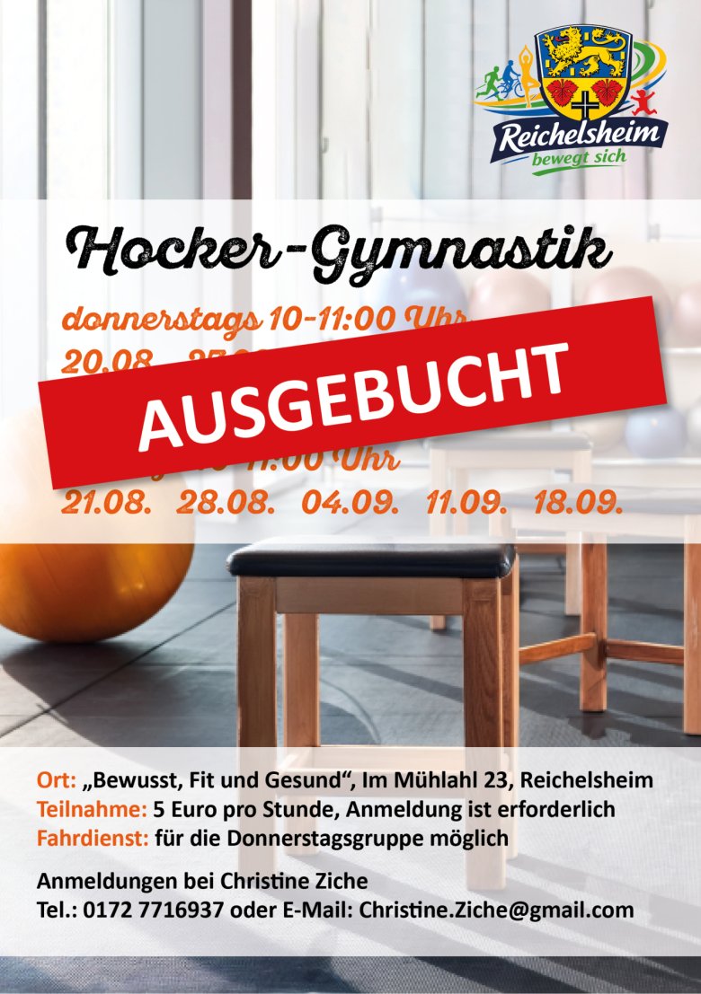 Reichelsheim bewegt sich: Hockergymnastik der Kurs ist ausgebucht Reichelsheim bewegt sich: Hockergymnastik der Kurs ist ausgebucht