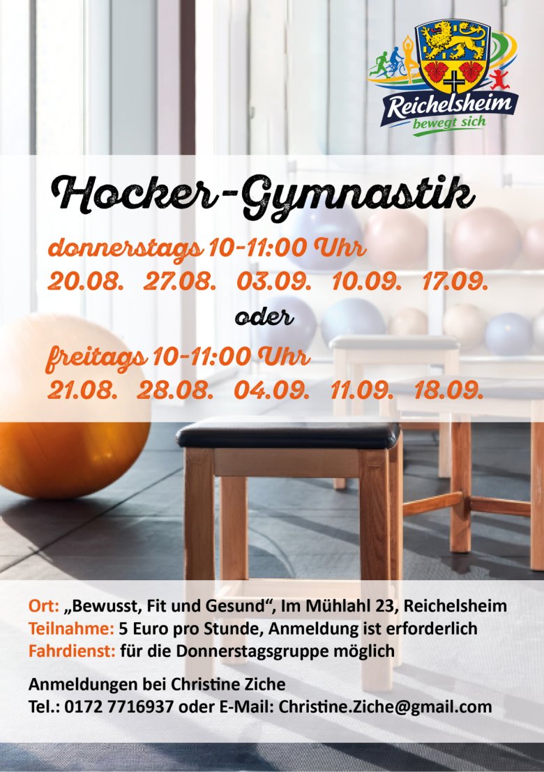 Reichelsheim bewegt sich: Hockergymnastik neue Termin barrierefreie Alternativen finden Sie unterm Bild