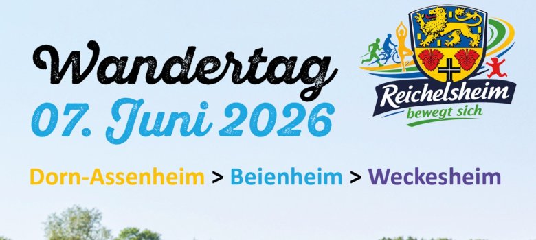 Logo der Stadt Reichelsheim und dem Schriftzug Wandertag am 07.06.2026