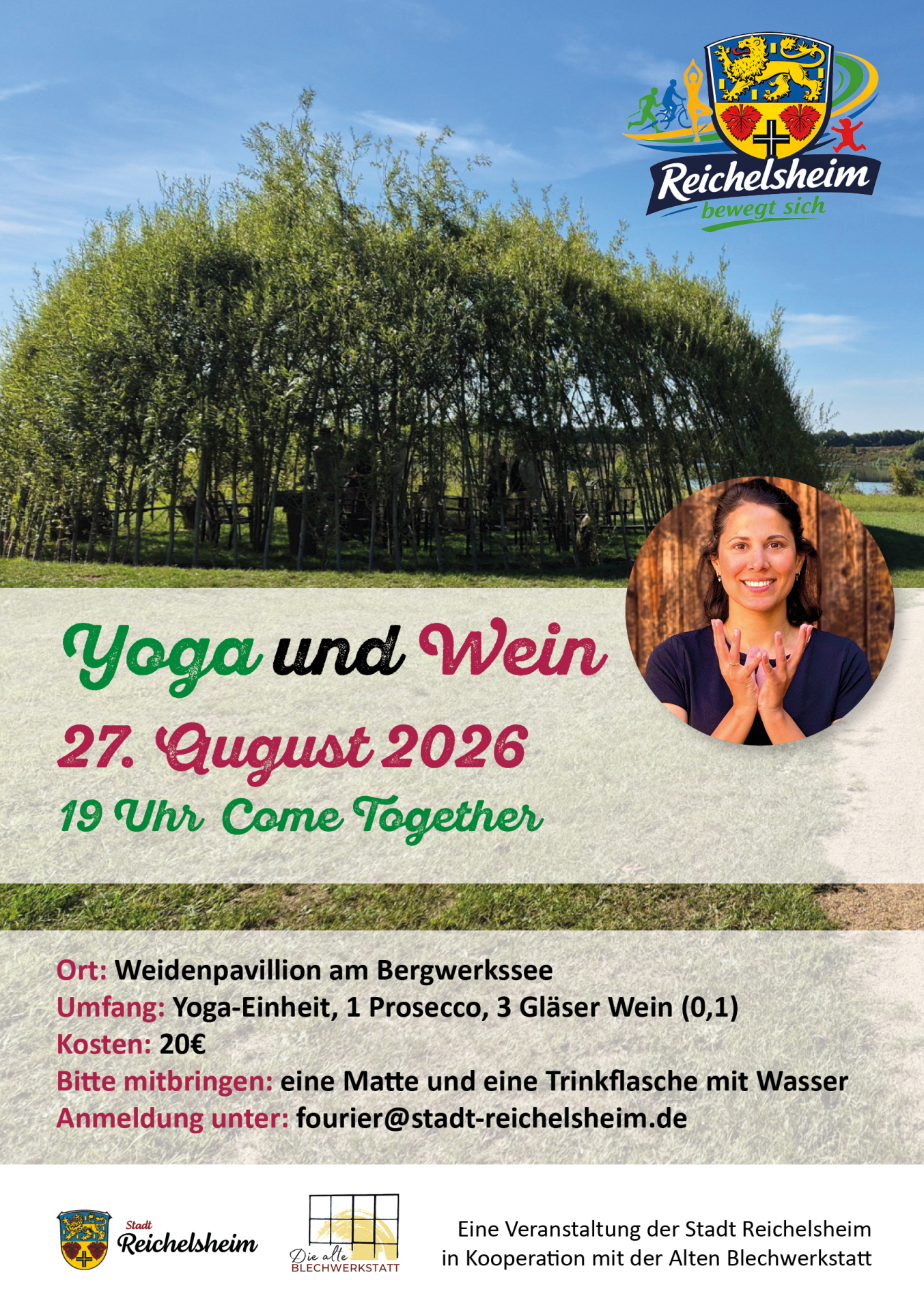 Reichelsheim bewegt sich: Wein und Yoga am Bergwerkssee, barrierefreie Alternativen finden Sie unterm Bild