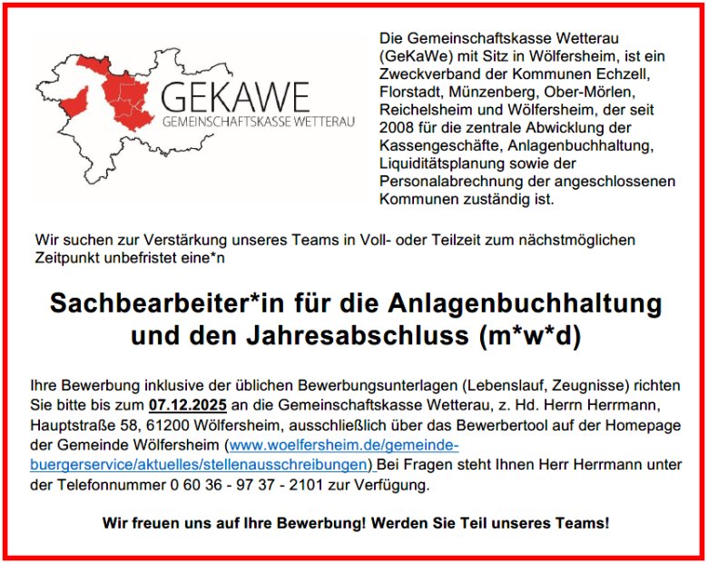 Stellengesuch GeKaWe Dies ist ein Flyer/Plakat. Der Inhalt wird in der Barrierefreien Information unter dem Flyer/Plakat wiedergegeben.